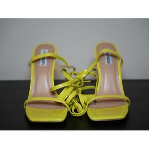Steve Madden Women's Yellow Patent Leather Lace-Up Heeled Sandals - Square Toe